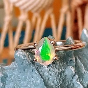 Faceted Ethiopian Opal 925 Sterling Silver Ring